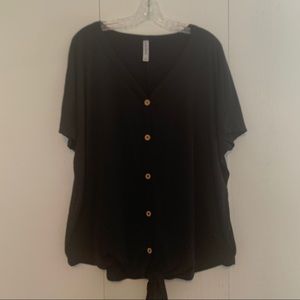 Zenana Republic Button Town Tie Top